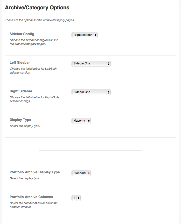 Dante Theme Options Archive Project Tray